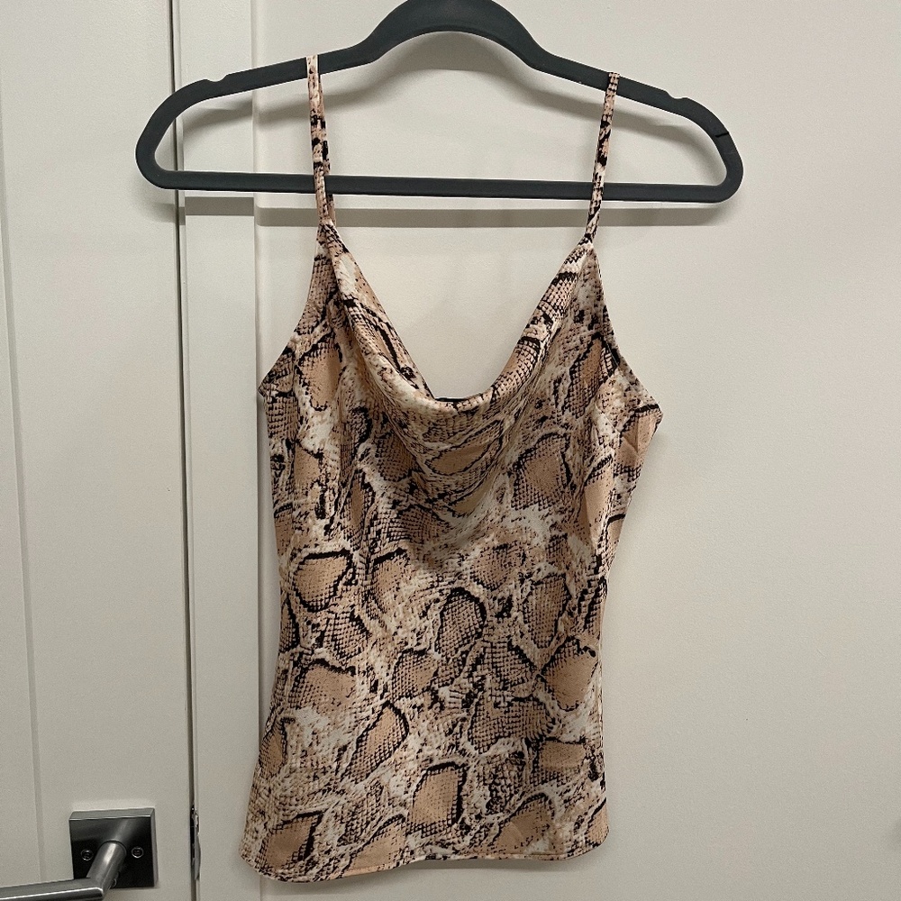 Aqua Satin Snakeskin Top